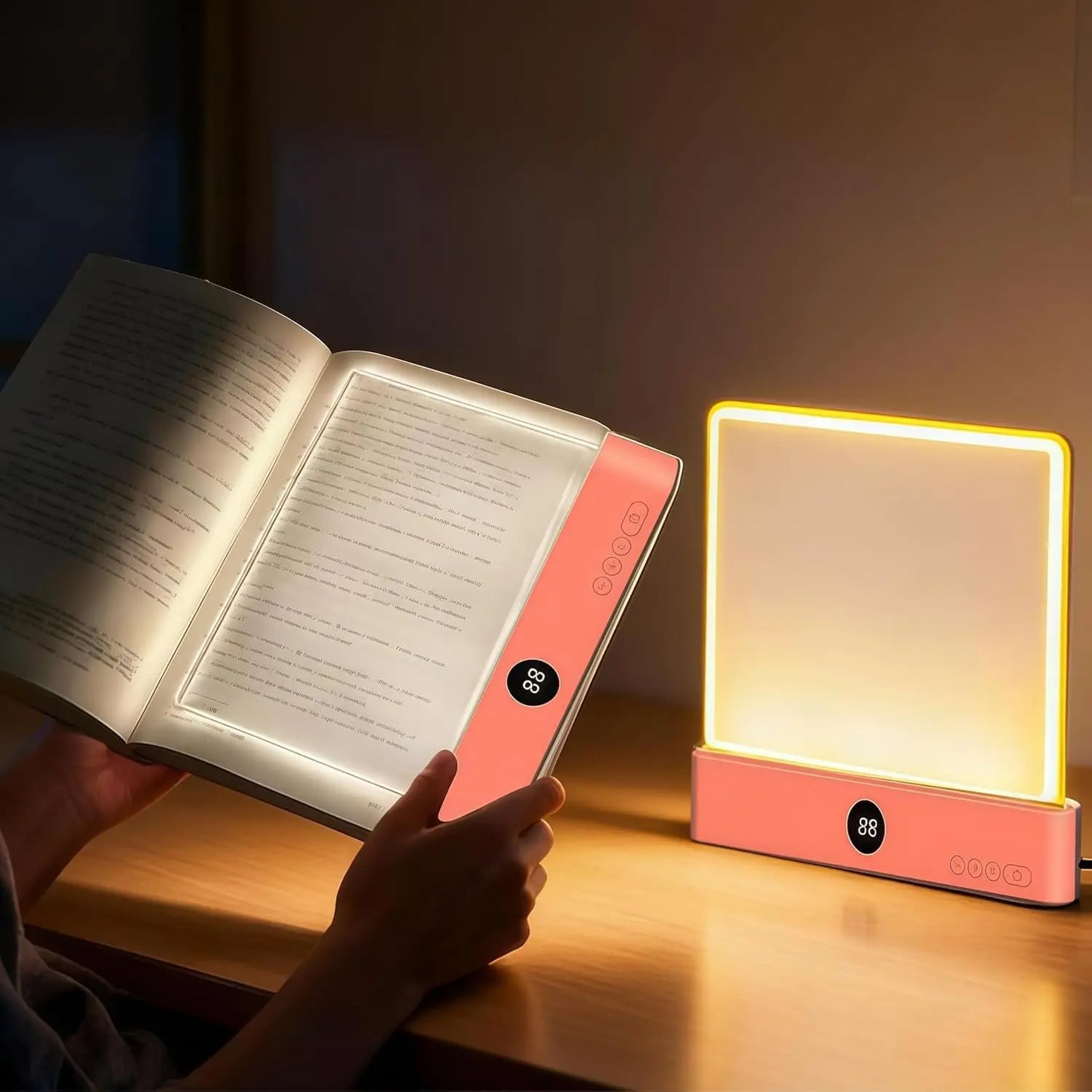 Smart LED Reading Light, Book Lamp Box, Rechargeable Transparent LED Flat Reading Light, with Timer, Doodle Desktop Study Light, the Dream Light for Quiet Readers.