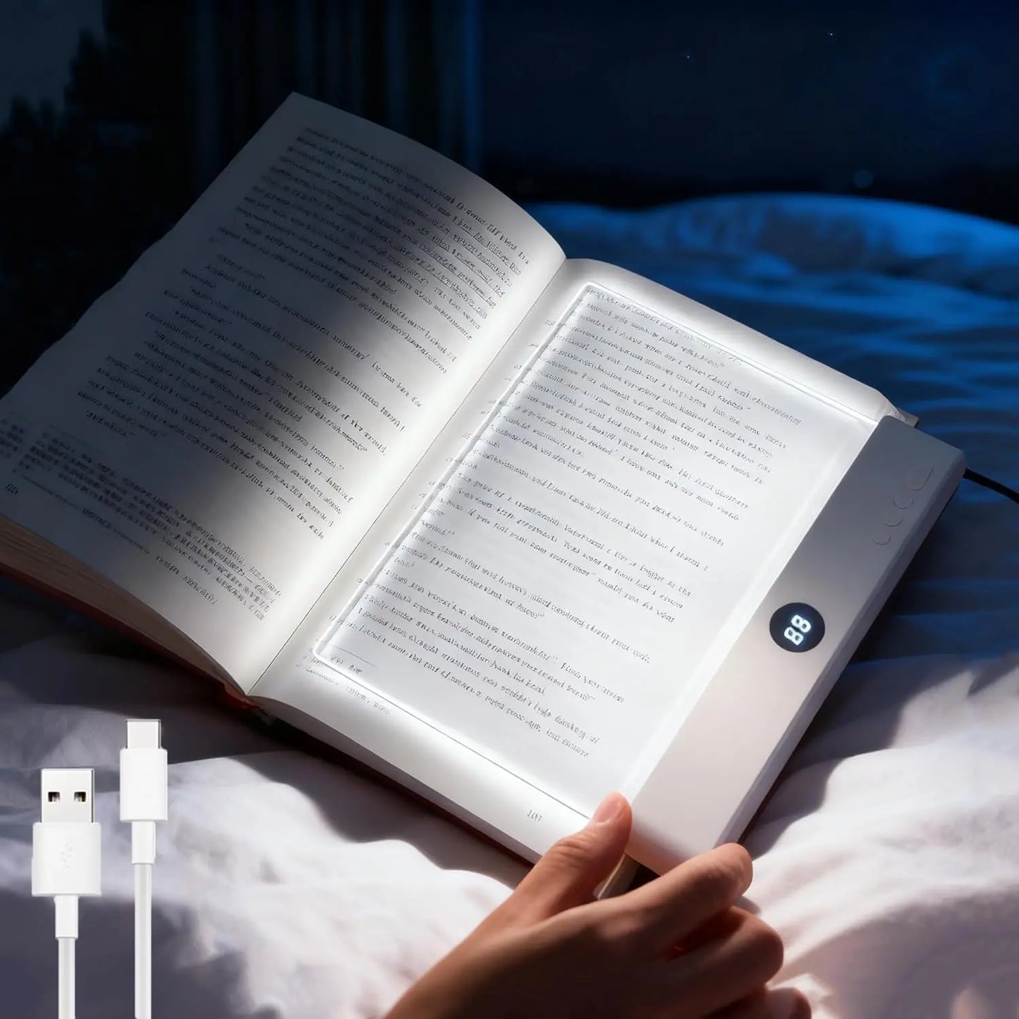 Smart LED Reading Light, Book Lamp Box, Rechargeable Transparent LED Flat Reading Light, with Timer, Doodle Desktop Study Light, the Dream Light for Quiet Readers.